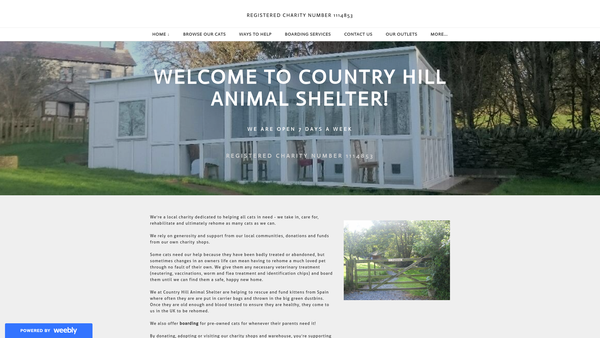 Screenshot of the Country Hill Animal Shelter website