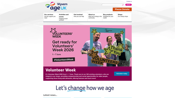 Screenshot of the AgeUK Worcester,Malvern Hills & Hereford Localities website