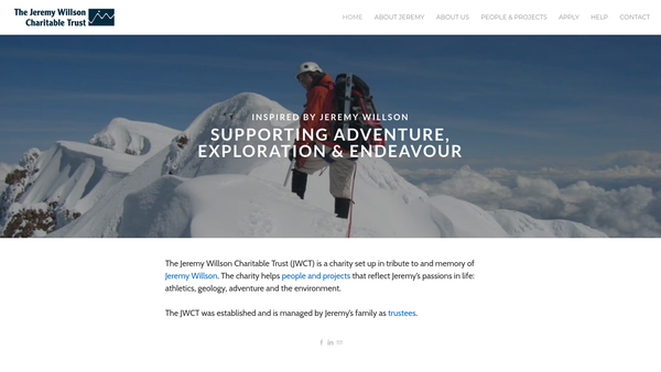 Screenshot of the The Jeremy Willson Charitable Trust website