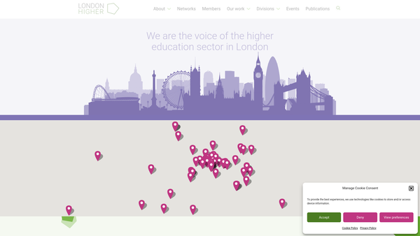 Screenshot of the London Higher website