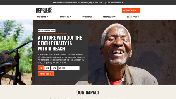 Screenshot of the Reprieve website