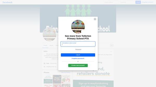 Screenshot of the Friends Of Tollerton School website