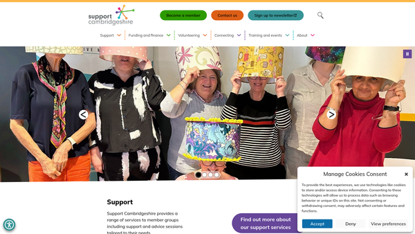 Screenshot of the Support Cambridgeshire website