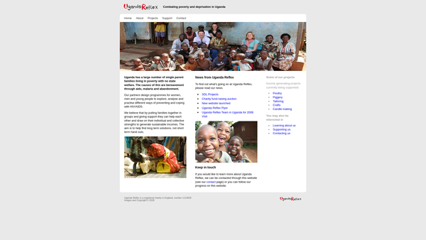 Screenshot of the Uganda Reflex website