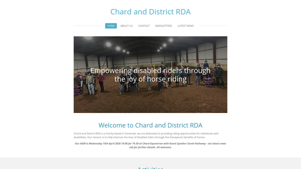 Screenshot of the Chard & District Riding For The Disabled Association Limited website
