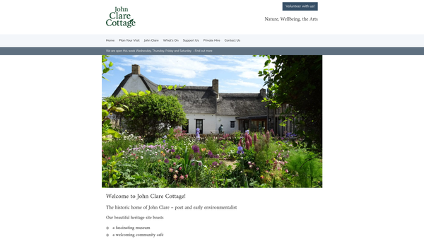 Screenshot of the The John Clare Trust website