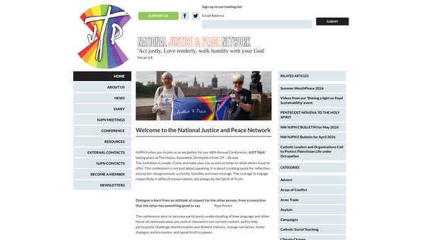 Screenshot of the National Justice And Peace Network website