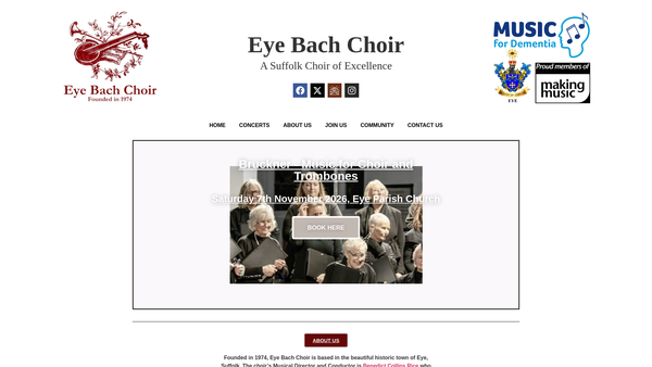 Screenshot of the Eye Bach Choir website