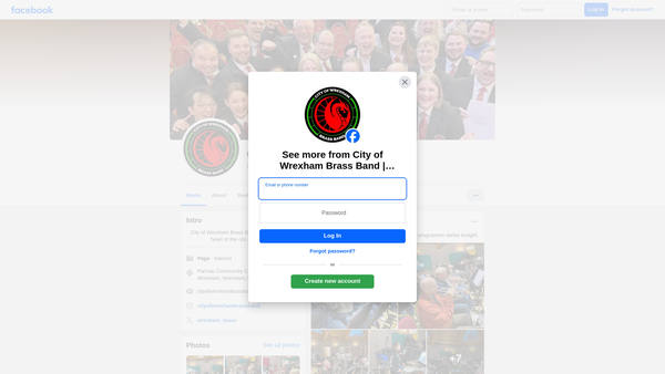 Screenshot of the City of Wrexham Brass Band website