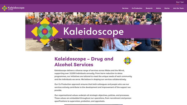 Screenshot of the Kaleidoscope Project website