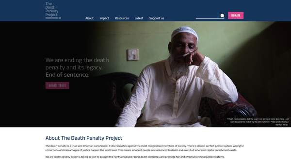 Screenshot of the The Death Penalty Project Charitable Trust website