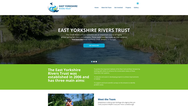 Screenshot of the East Yorkshire Rivers Trust website