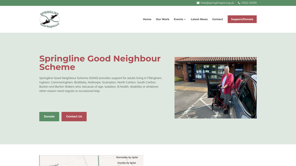 Screenshot of the Springline Good Neighbour Scheme website