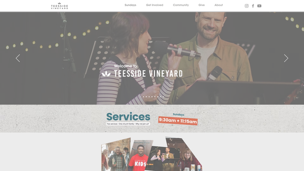 Screenshot of the Teesside Vineyard Church website