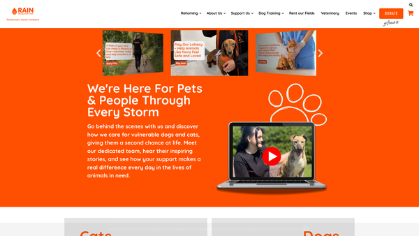 Screenshot of the Rain Rescue website