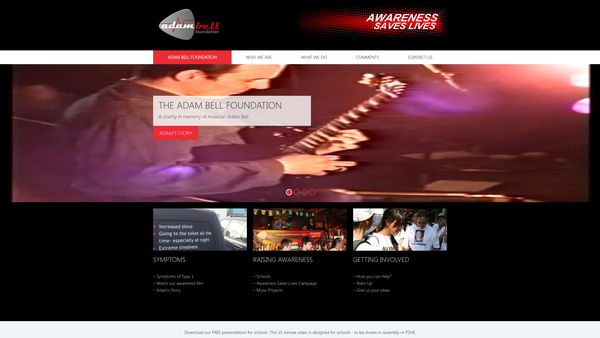 Screenshot of the Adam Bell Foundation website