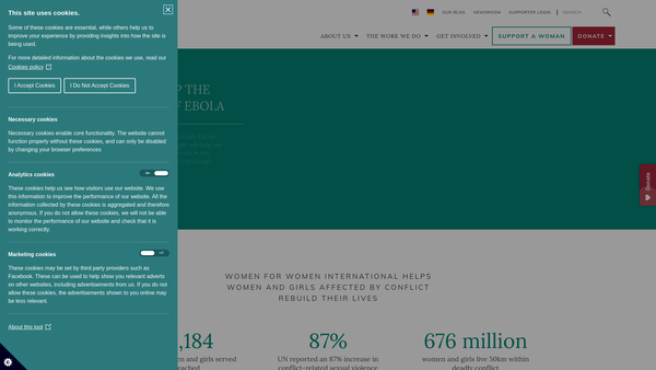 Screenshot of the Women For Women International (UK) website