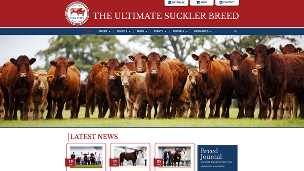 Screenshot of the Salers Cattle Society Of The UK Limited website