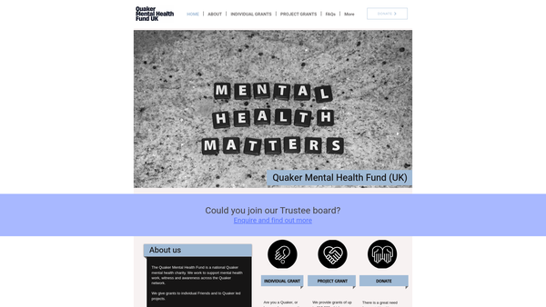 Screenshot of the Quaker Mental Health Fund ( UK ) website