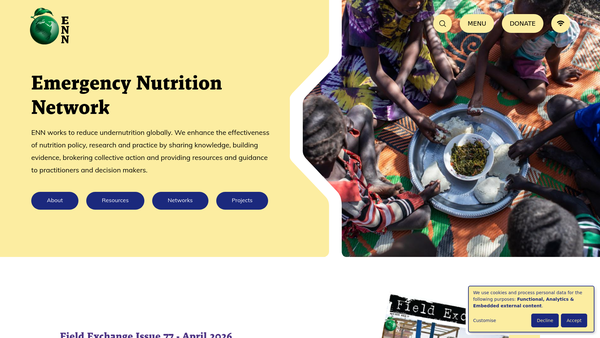 Screenshot of the Emergency Nutrition Network website