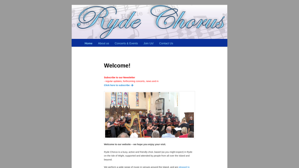 Screenshot of the Ryde Chorus website