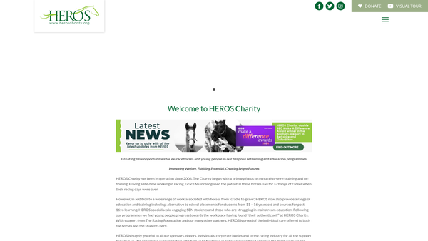 Screenshot of the Heros website