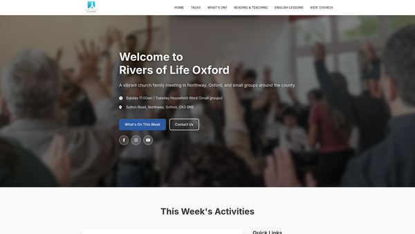 Screenshot of the Rivers Of Life Church website