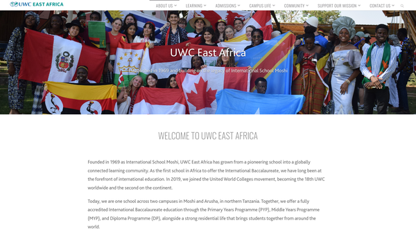 Screenshot of the The International School Moshi Charitable Trust website