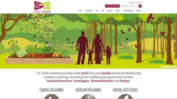 Screenshot of the Tir Coed website