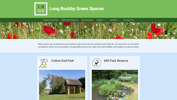 Screenshot of the Long Buckby Mill Park Reserve website