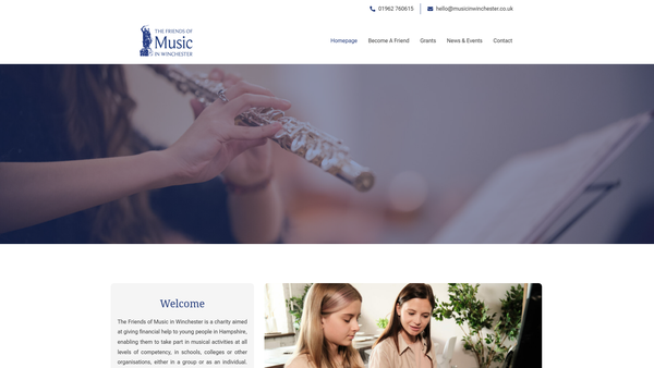 Screenshot of the The Friends Of Music In Winchester website