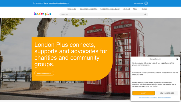 Screenshot of the Greater London Volunteering website