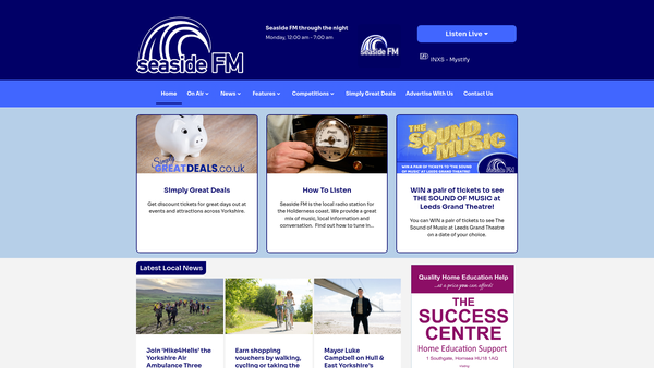 Screenshot of the Seaside Radio Limited website