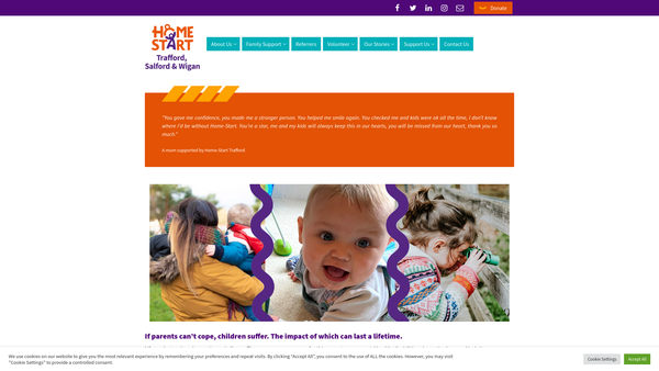 Screenshot of the Home-Start Trafford Salford And Wigan website