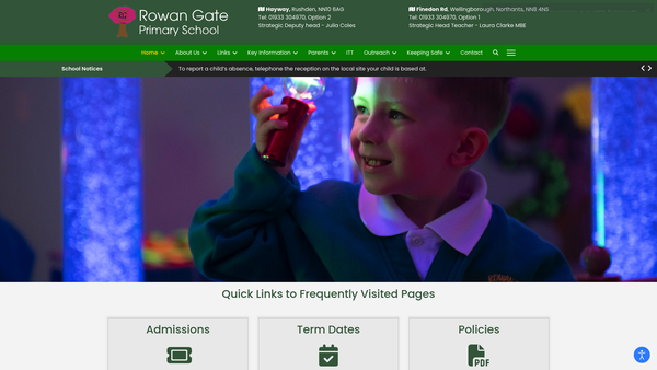 Screenshot of the Friends Of Rowan Gate School website