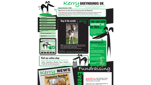 Screenshot of the Kerry Greyhounds UK website