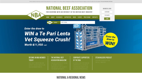 Screenshot of the National Beef Association website