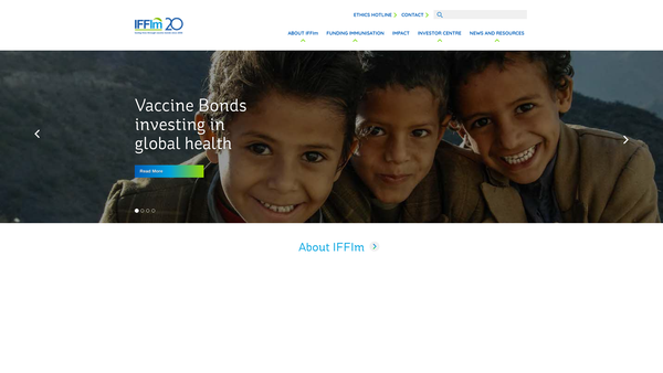 Screenshot of the International Finance Facility For Immunisation Company website