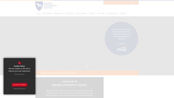 Screenshot of the Cressex Community School Fund website