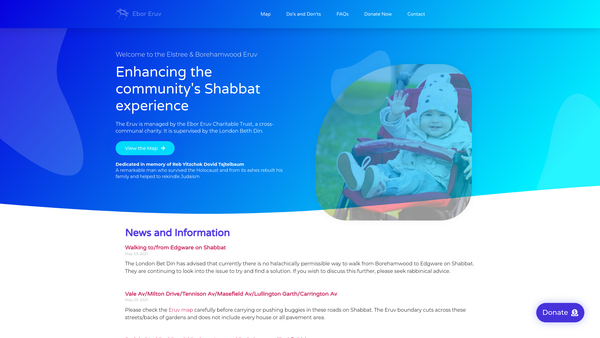 Screenshot of the Ebor Eruv Charitable Trust website