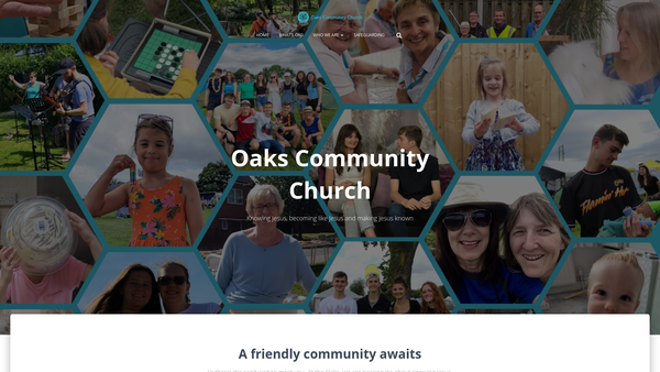 Screenshot of the Oaks Community Church North East Derbyshire website