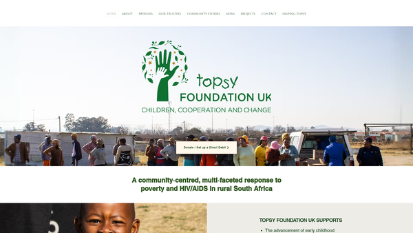 Screenshot of the The Topsy Foundation UK website