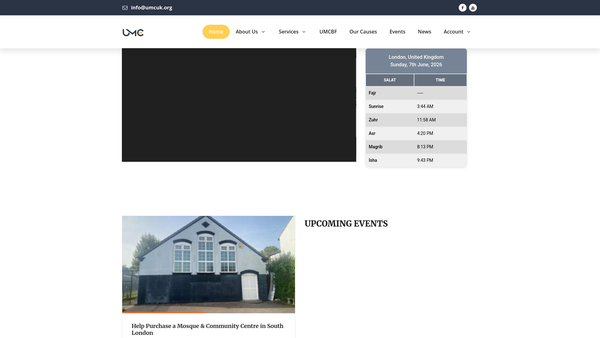 Screenshot of the Uganda Muslim Community In United Kingdom website
