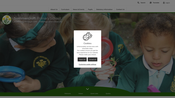 Screenshot of the Summercroft Primary School PTA website