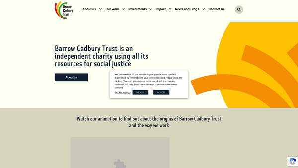 Screenshot of the The Barrow Cadbury Trust website