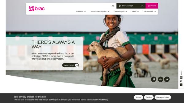 Screenshot of the BRAC Europe website