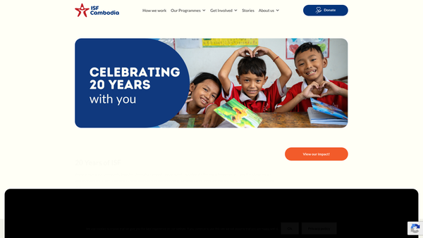 Screenshot of the Indochina Starfish Foundation website