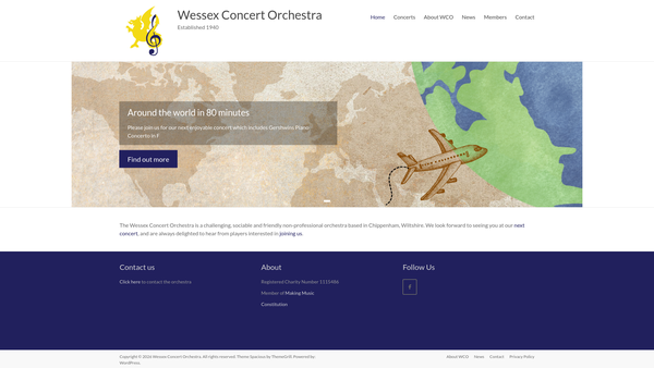 Screenshot of the Wessex Concert Orchestra website