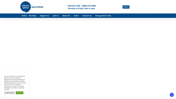 Screenshot of the Citizens Advice East Suffolk website