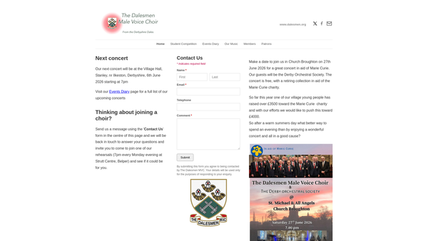 Screenshot of the The Dalesmen Male Voice Choir website
